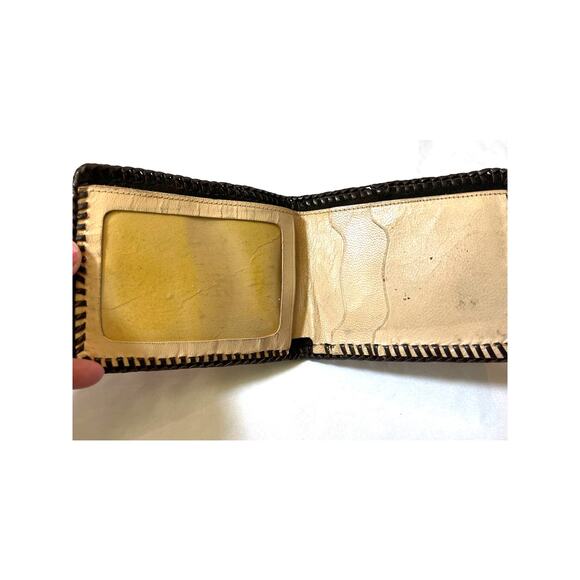 VTG Western Wallet Genuine Leather Hand Tooled Rose Floral Cowboy Rodeo Bifold - Picture 6 of 9